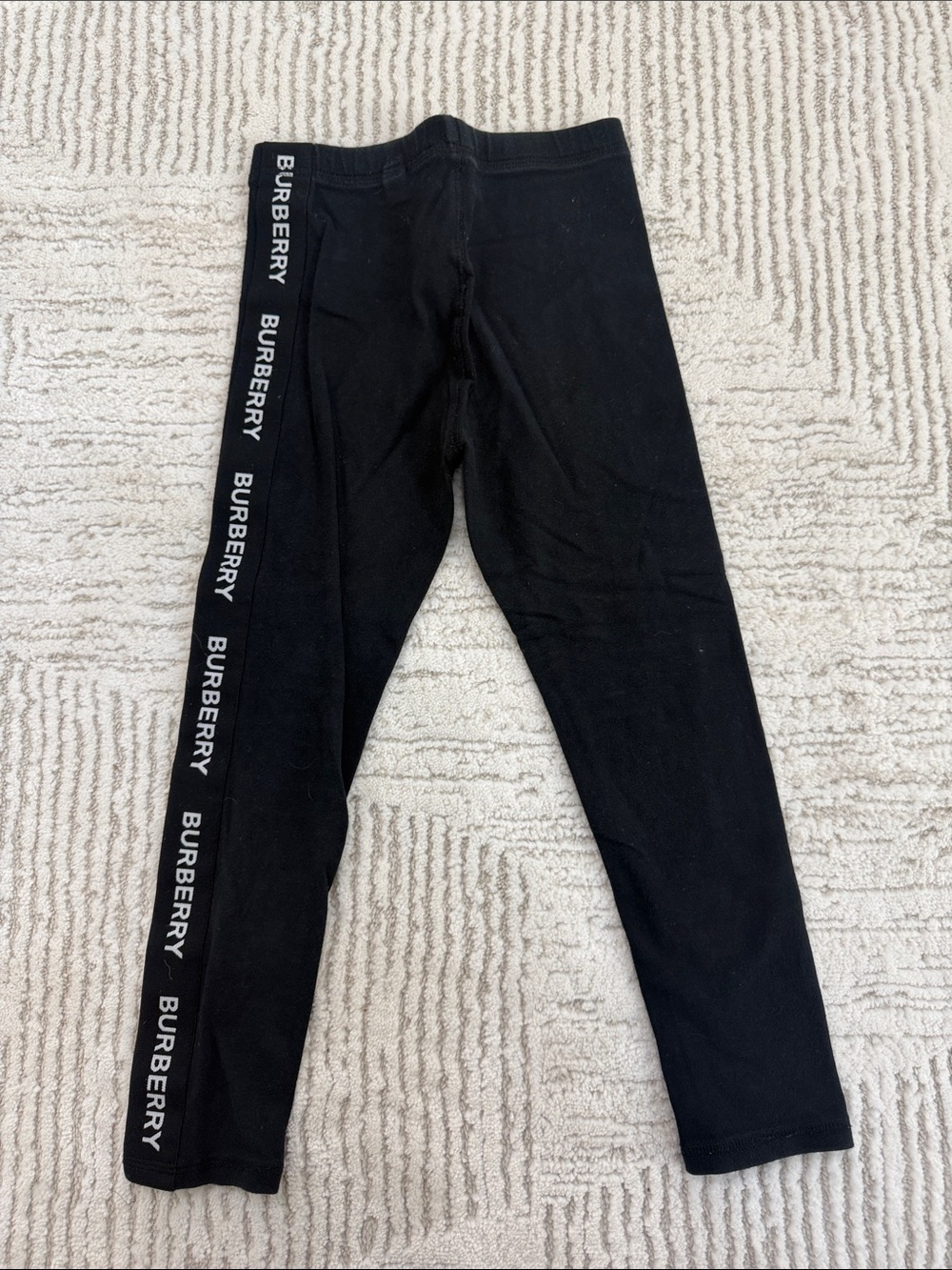 Burberry Black Leggings with White Logo Side Stripe